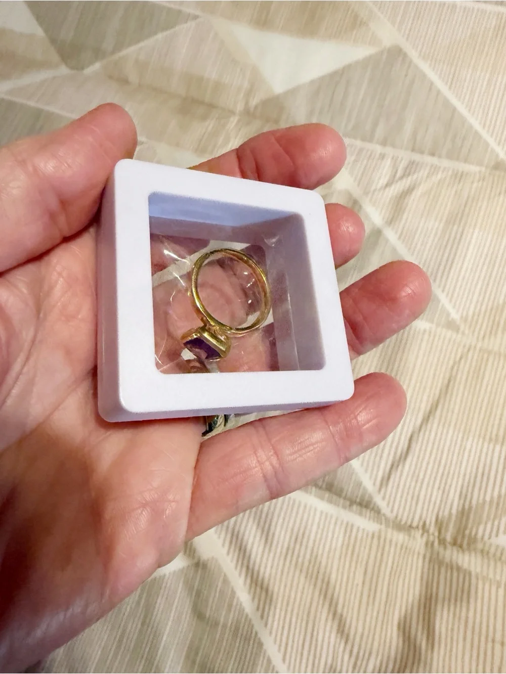 Emerald Cut Gold Over Sterling Ring with Purple Amethyst Stone NWT SZ 7 3/4